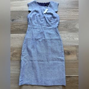 NWT J.Crew Resume Dress- Blue Linen- 6